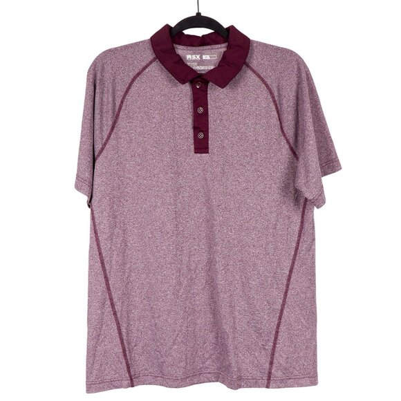 MSX Polo Shirt M Mens Heathered Burgundy Classic Short Sleeve Purple Color Block - Picture 1 of 5